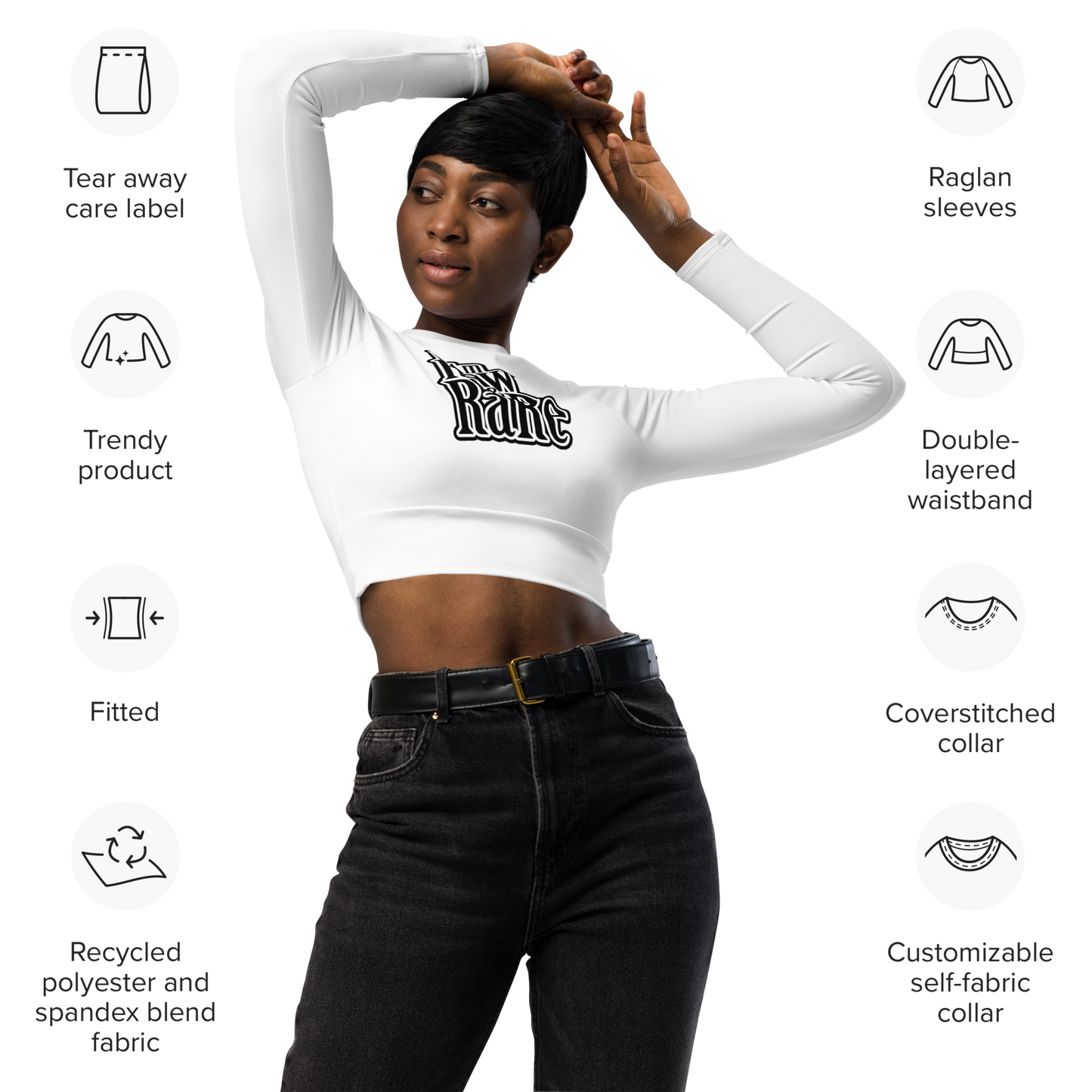 I Am Raw & Rare long-sleeve crop top