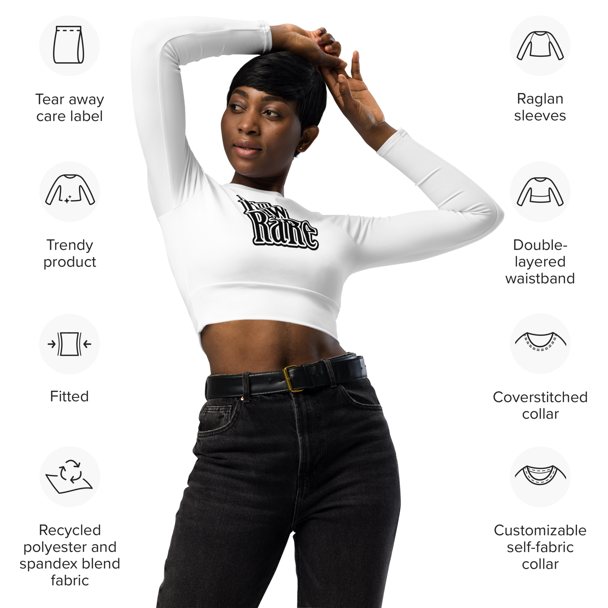 I Am Raw & Rare long-sleeve crop top