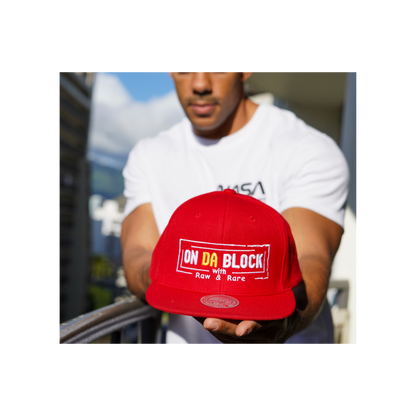 on da block with RAW & RARE snapback hat
